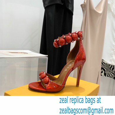 Alaia Heel 10.5cm Studs Bombe Sandals Leather Rainbow Red