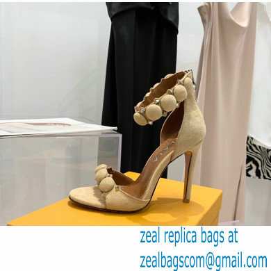 Alaia Heel 10.5cm Studs Bombe Sandals Suede Beige - Click Image to Close