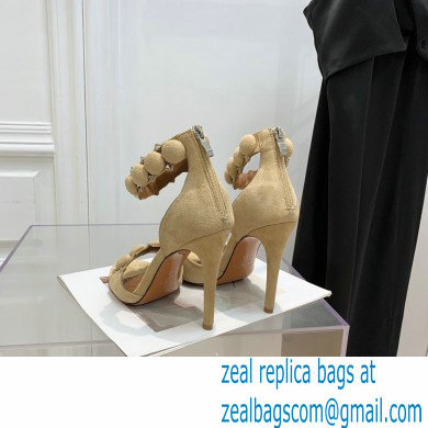 Alaia Heel 10.5cm Studs Bombe Sandals Suede Beige