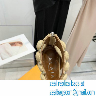 Alaia Heel 10.5cm Studs Bombe Sandals Suede Beige - Click Image to Close