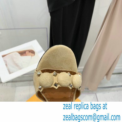 Alaia Heel 10.5cm Studs Bombe Sandals Suede Beige