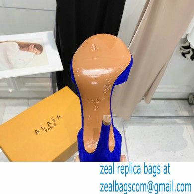 Alaia Heel 10.5cm Studs Bombe Sandals Suede Blue