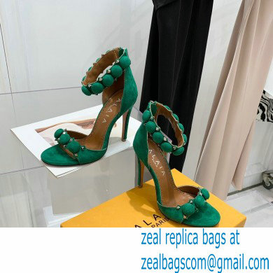 Alaia Heel 10.5cm Studs Bombe Sandals Suede Green
