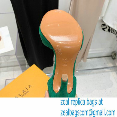 Alaia Heel 10.5cm Studs Bombe Sandals Suede Green
