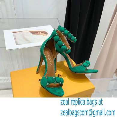 Alaia Heel 10.5cm Studs Bombe Sandals Suede Green