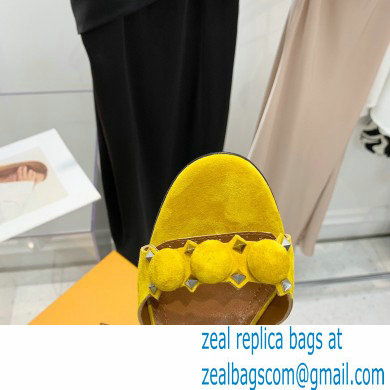 Alaia Heel 10.5cm Studs Bombe Sandals Suede Yellow