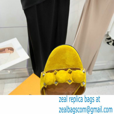 Alaia Heel 10.5cm Studs Bombe Sandals Suede Yellow