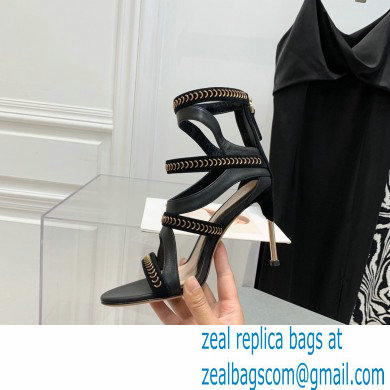 Alexander McQueen Heel 10.5cm Chain Link Suede Sandals Black 2022 - Click Image to Close