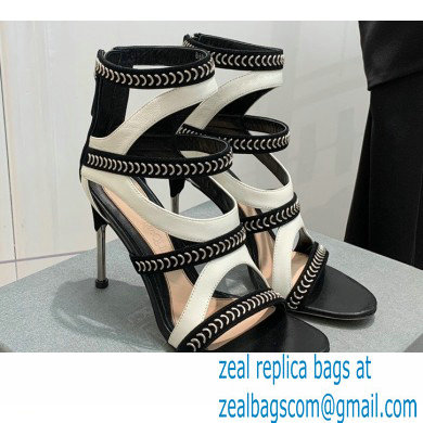 Alexander McQueen Heel 10.5cm Chain Link Suede Sandals Black/White 2022 - Click Image to Close