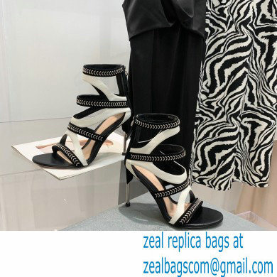 Alexander McQueen Heel 10.5cm Chain Link Suede Sandals Black/White 2022