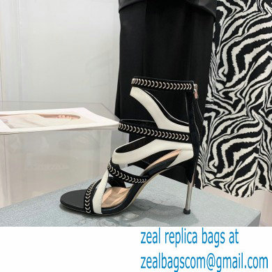 Alexander McQueen Heel 10.5cm Chain Link Suede Sandals Black/White 2022 - Click Image to Close