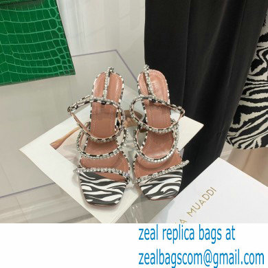 Amina Muaddi Heel 9.5cm Crystals Gilda Sandals Leopard Print 2022 - Click Image to Close