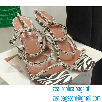 Amina Muaddi Heel 9.5cm Crystals Gilda Sandals Leopard Print 2022