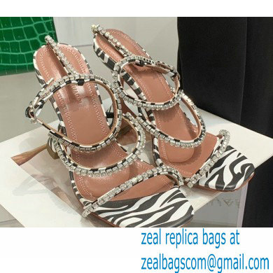 Amina Muaddi Heel 9.5cm Crystals Gilda Sandals Leopard Print 2022 - Click Image to Close