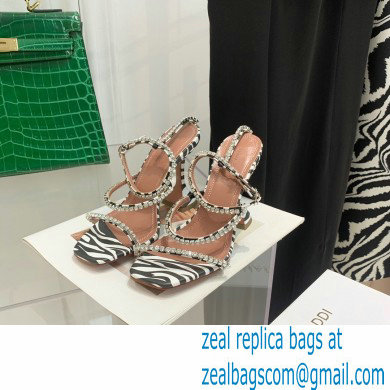 Amina Muaddi Heel 9.5cm Crystals Gilda Sandals Leopard Print 2022 - Click Image to Close