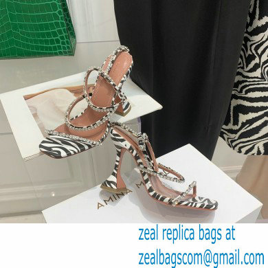 Amina Muaddi Heel 9.5cm Crystals Gilda Sandals Leopard Print 2022 - Click Image to Close