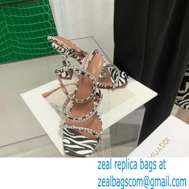 Amina Muaddi Heel 9.5cm Crystals Gilda Sandals Leopard Print 2022 - Click Image to Close