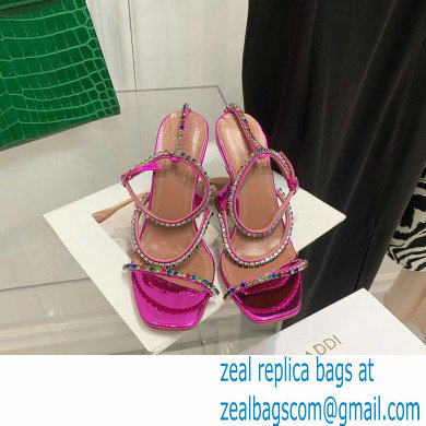 Amina Muaddi Heel 9.5cm Crystals Gilda Sandals Patent Fuchsia 2022 - Click Image to Close