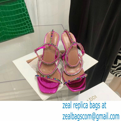 Amina Muaddi Heel 9.5cm Crystals Gilda Sandals Patent Fuchsia 2022