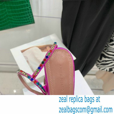 Amina Muaddi Heel 9.5cm Crystals Gilda Sandals Patent Fuchsia 2022 - Click Image to Close