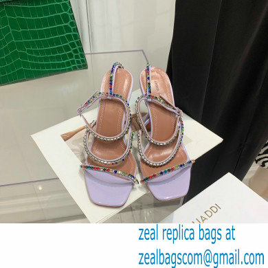 Amina Muaddi Heel 9.5cm Crystals Gilda Sandals Patent Lavender 2022