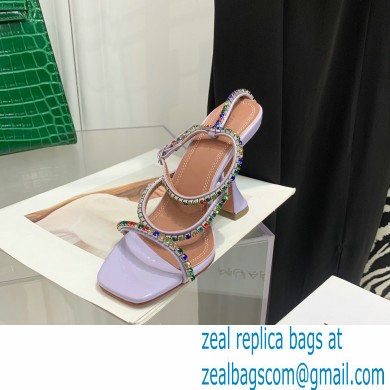 Amina Muaddi Heel 9.5cm Crystals Gilda Sandals Patent Lavender 2022