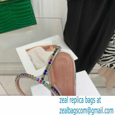 Amina Muaddi Heel 9.5cm Crystals Gilda Sandals Patent Silver 2022