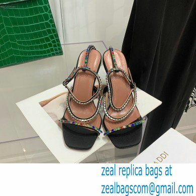 Amina Muaddi Heel 9.5cm Crystals Gilda Sandals Satin Black 2022