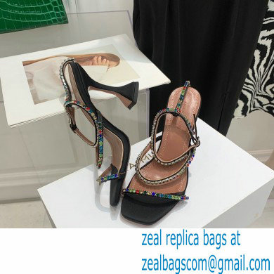 Amina Muaddi Heel 9.5cm Crystals Gilda Sandals Satin Black 2022