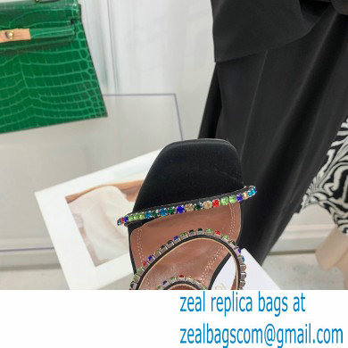 Amina Muaddi Heel 9.5cm Crystals Gilda Sandals Satin Black 2022