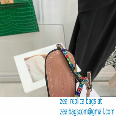 Amina Muaddi Heel 9.5cm Crystals Gilda Sandals Satin Black 2022 - Click Image to Close