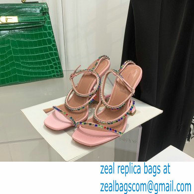 Amina Muaddi Heel 9.5cm Crystals Gilda Sandals Satin Pink 2022