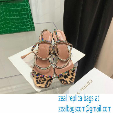 Amina Muaddi Heel 9.5cm Crystals Gilda Sandals Tiger Print 2022