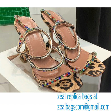 Amina Muaddi Heel 9.5cm Crystals Gilda Sandals Tiger Print 2022 - Click Image to Close