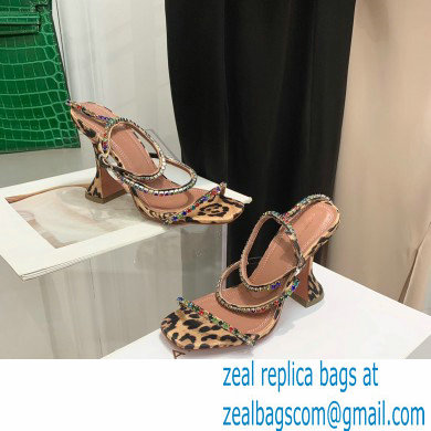Amina Muaddi Heel 9.5cm Crystals Gilda Sandals Tiger Print 2022 - Click Image to Close