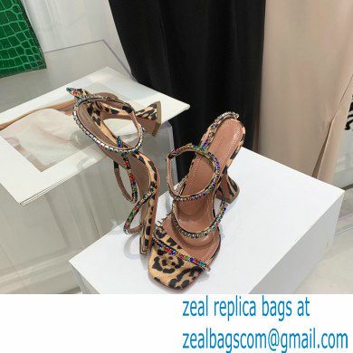 Amina Muaddi Heel 9.5cm Crystals Gilda Sandals Tiger Print 2022