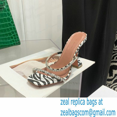 Amina Muaddi Heel 9.5cm Crystals Gilda Slippers Leopard Print 2022 - Click Image to Close