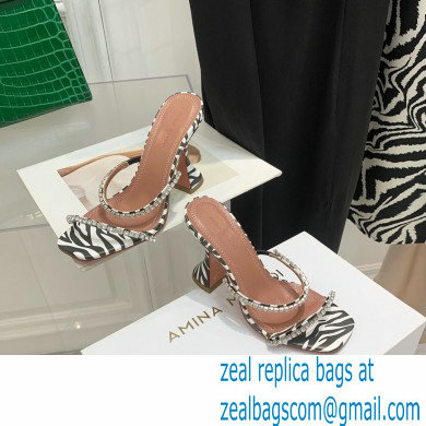 Amina Muaddi Heel 9.5cm Crystals Gilda Slippers Leopard Print 2022