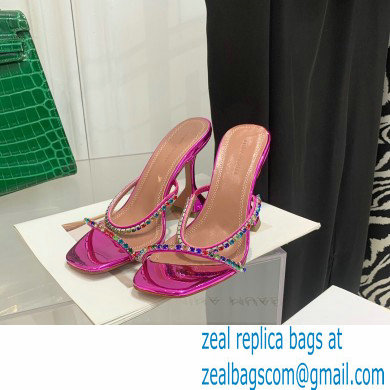 Amina Muaddi Heel 9.5cm Crystals Gilda Slippers Patent Fuchsia 2022 - Click Image to Close