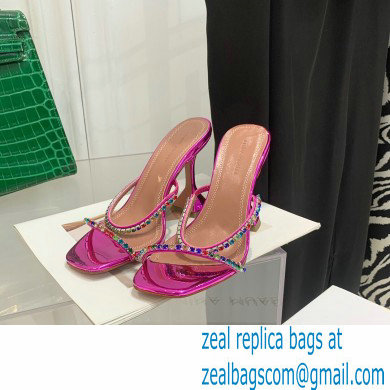 Amina Muaddi Heel 9.5cm Crystals Gilda Slippers Patent Fuchsia 2022