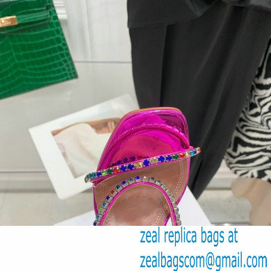 Amina Muaddi Heel 9.5cm Crystals Gilda Slippers Patent Fuchsia 2022 - Click Image to Close