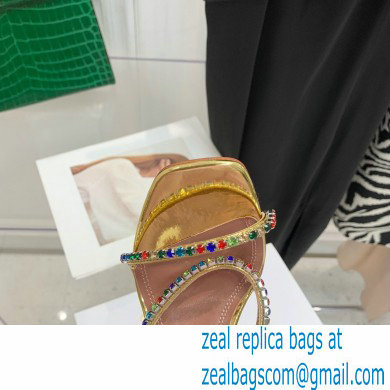 Amina Muaddi Heel 9.5cm Crystals Gilda Slippers Patent Gold 2022