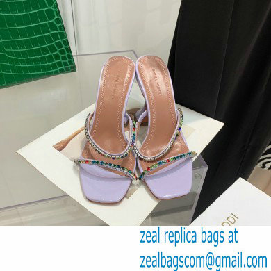 Amina Muaddi Heel 9.5cm Crystals Gilda Slippers Patent Lavender 2022