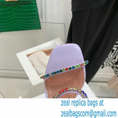 Amina Muaddi Heel 9.5cm Crystals Gilda Slippers Patent Lavender 2022 - Click Image to Close