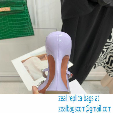Amina Muaddi Heel 9.5cm Crystals Gilda Slippers Patent Lavender 2022