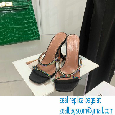 Amina Muaddi Heel 9.5cm Crystals Gilda Slippers Satin Black 2022