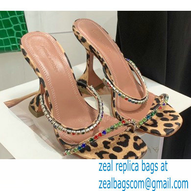 Amina Muaddi Heel 9.5cm Crystals Gilda Slippers Tiger Print 2022 - Click Image to Close