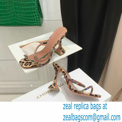 Amina Muaddi Heel 9.5cm Crystals Gilda Slippers Tiger Print 2022 - Click Image to Close