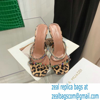 Amina Muaddi Heel 9.5cm Crystals Gilda Slippers Tiger Print 2022 - Click Image to Close
