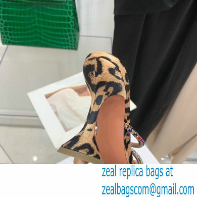 Amina Muaddi Heel 9.5cm Crystals Gilda Slippers Tiger Print 2022